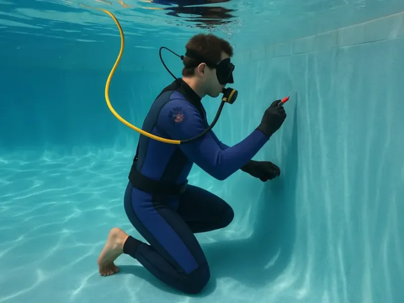 Pool leak detection equipment at the poolside
